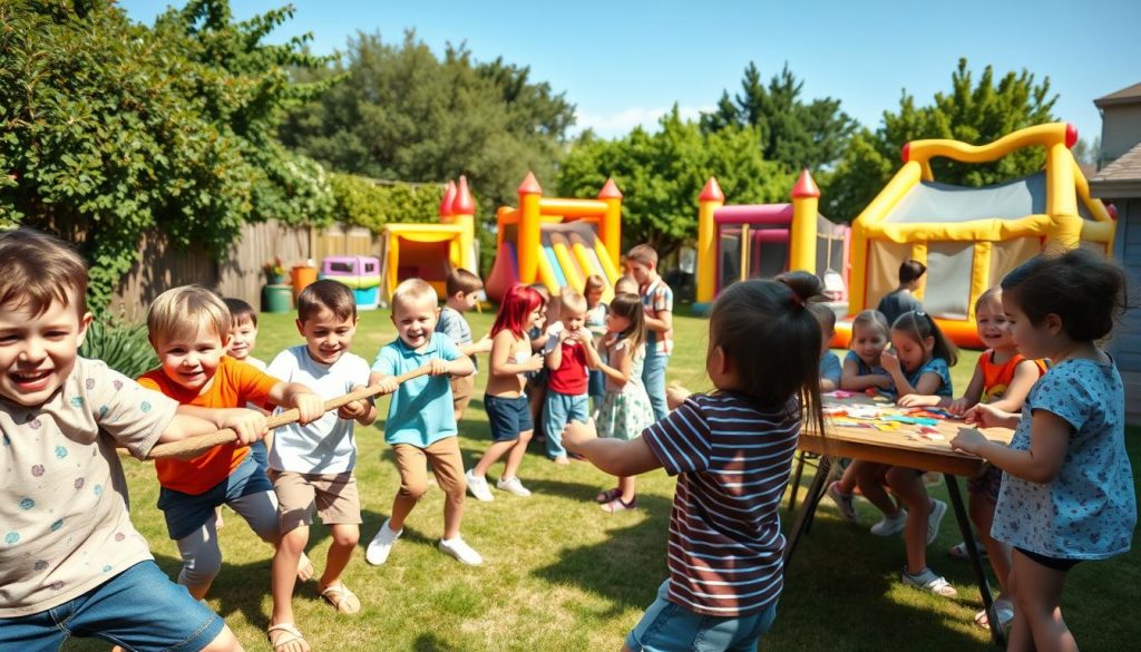 Kids Enjoying Party Games and Activities in a birthday party 